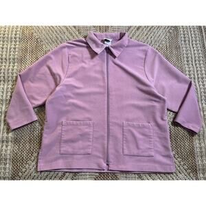 Vintage BONWORTH lavender zipper textured coatigan retro casual